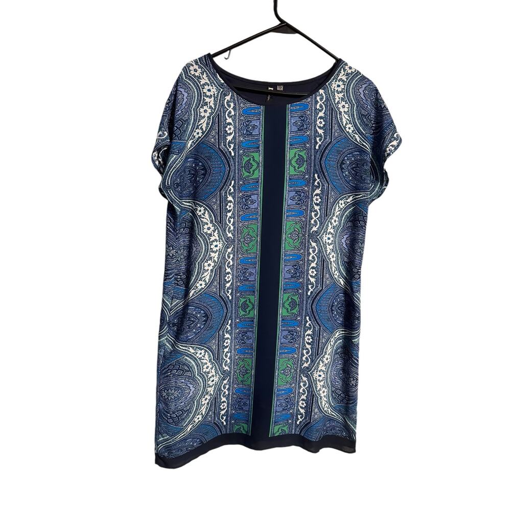 KUT From the Kloth Blue Short Sleeve Geometric Shift Dress Size 8